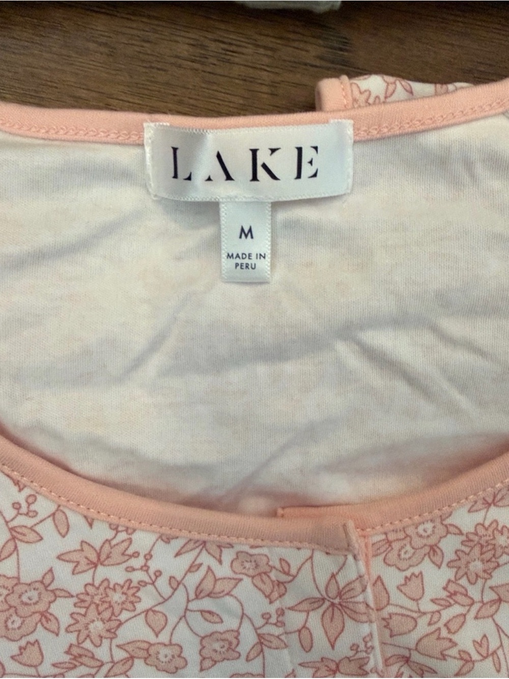 LAKE Pajama Pink Floral Short Sleeve button Top Only - Picture 5 of 5